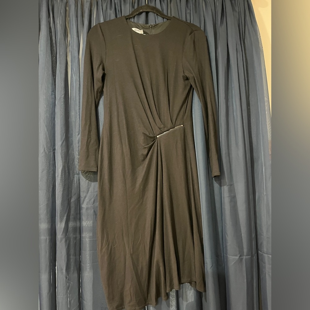 Worth Black Long Sleeve Dress with Twist Detail